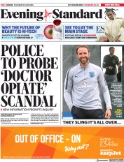 London Evening Standard () Newspaper Front Page for 22 June 2018