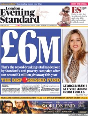 London Evening Standard () Newspaper Front Page for 22 July 2013