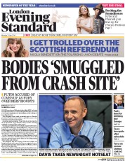 London Evening Standard () Newspaper Front Page for 22 July 2014