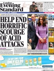 London Evening Standard () Newspaper Front Page for 22 July 2017