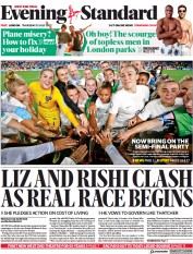 London Evening Standard () Newspaper Front Page for 22 July 2022