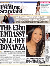London Evening Standard () Newspaper Front Page for 22 August 2013