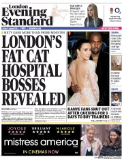 London Evening Standard () Newspaper Front Page for 22 August 2015