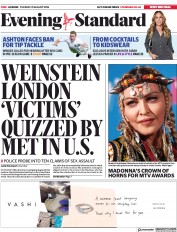 London Evening Standard () Newspaper Front Page for 22 August 2018