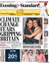 London Evening Standard () Newspaper Front Page for 22 August 2019