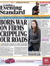 London Evening Standard () Newspaper Front Page for 22 September 2011
