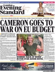 London Evening Standard () Newspaper Front Page for 23 November 2012