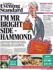 London Evening Standard () Newspaper Front Page for 23 November 2017