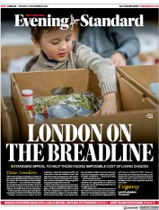 London Evening Standard () Newspaper Front Page for 23 November 2022