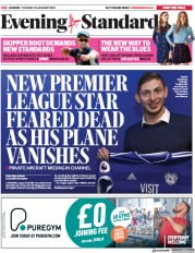 London Evening Standard () Newspaper Front Page for 23 January 2019