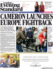 London Evening Standard () Newspaper Front Page for 23 February 2016