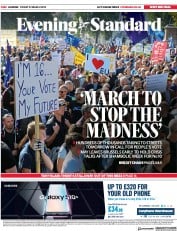 London Evening Standard () Newspaper Front Page for 23 March 2019