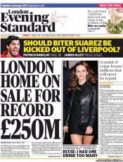 London Evening Standard () Newspaper Front Page for 23 April 2013