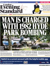 London Evening Standard () Newspaper Front Page for 23 May 2013