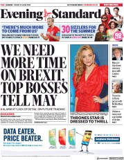 London Evening Standard () Newspaper Front Page for 23 June 2018