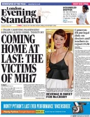 London Evening Standard () Newspaper Front Page for 23 July 2014