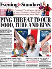 London Evening Standard () Newspaper Front Page for 23 July 2021