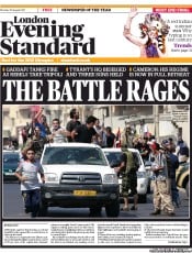 London Evening Standard () Newspaper Front Page for 23 August 2011