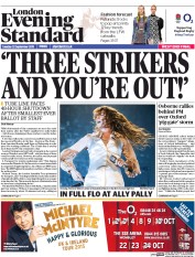 London Evening Standard () Newspaper Front Page for 23 September 2015