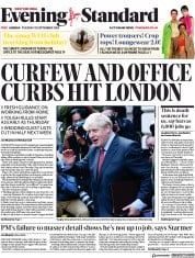 London Evening Standard () Newspaper Front Page for 23 September 2020