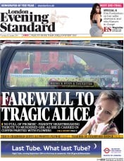 London Evening Standard () Newspaper Front Page for 24 October 2014