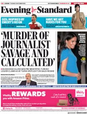 London Evening Standard () Newspaper Front Page for 24 October 2018