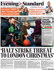 London Evening Standard () Newspaper Front Page for 24 November 2022