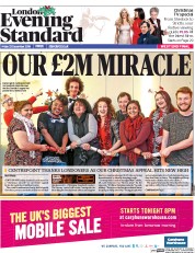 London Evening Standard () Newspaper Front Page for 24 December 2016