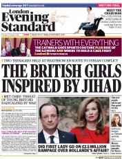 London Evening Standard () Newspaper Front Page for 24 January 2014