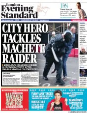 London Evening Standard () Newspaper Front Page for 24 January 2015
