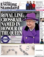 London Evening Standard () Newspaper Front Page for 24 February 2016