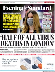 London Evening Standard () Newspaper Front Page for 24 March 2020
