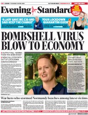 London Evening Standard () Newspaper Front Page for 24 April 2020