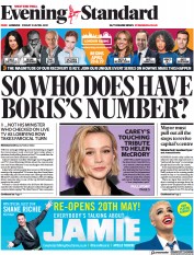 London Evening Standard () Newspaper Front Page for 24 April 2021