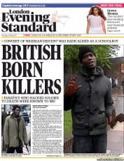 London Evening Standard () Newspaper Front Page for 24 May 2013