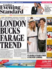 London Evening Standard () Newspaper Front Page for 24 May 2014