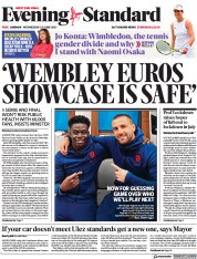 London Evening Standard () Newspaper Front Page for 24 June 2021