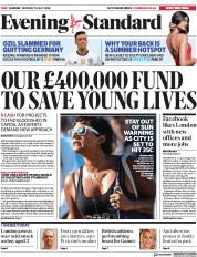 London Evening Standard () Newspaper Front Page for 24 July 2018