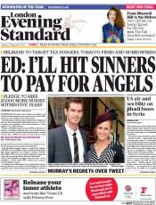 London Evening Standard () Newspaper Front Page for 24 September 2014