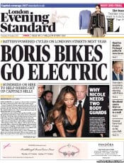 London Evening Standard () Newspaper Front Page for 25 October 2013