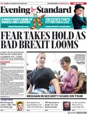 London Evening Standard () Newspaper Front Page for 25 October 2018