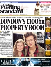 London Evening Standard () Newspaper Front Page for 25 January 2014