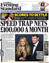 London Evening Standard () Newspaper Front Page for 25 January 2016