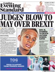 London Evening Standard () Newspaper Front Page for 25 January 2017