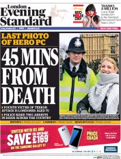 London Evening Standard () Newspaper Front Page for 25 March 2017