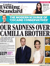 London Evening Standard () Newspaper Front Page for 25 April 2014