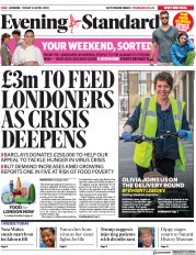 London Evening Standard () Newspaper Front Page for 25 April 2020