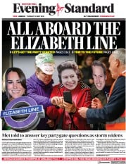 London Evening Standard () Newspaper Front Page for 25 May 2022