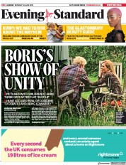 London Evening Standard () Newspaper Front Page for 25 June 2019