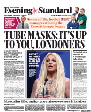 London Evening Standard () Newspaper Front Page for 25 June 2021